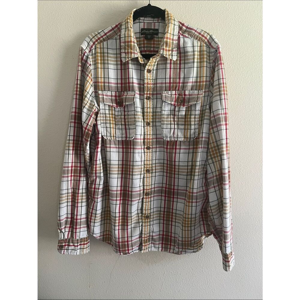 Eddie Bauer Slim Fit Plaid Button Down Shirt Men’s XL Long Sleeve Cotton